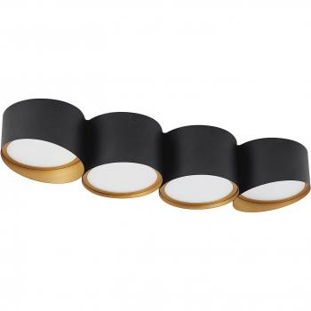 Plafón de techo moderno Lindby Kianush de metal negro con 4 luces GU10 para salón y comedor