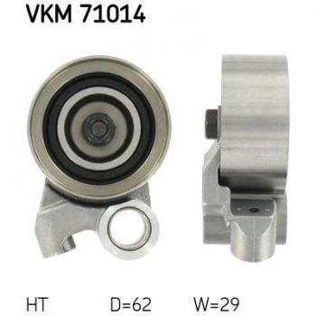 Polea tensora SKF VKM 71014 para correa de distribución, incluye características de deflexión y guía