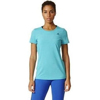 adidas Basic Solid Tee - Camiseta para mujer, color verde / azul, talla XL