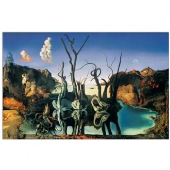 Artopweb Panel Decorativo con Diseño Dalì Il riflesso dei cigni Genera l'immagine Degli elefanti, 1937, Madera, Multicolor, 73x1.8x53 cm