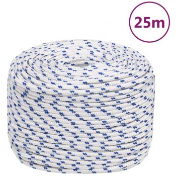 Cuerda blanca para barco 8 mm 25 m Polipropileno, duradera, resistente a la intemperie, fácil de manejar, ideal para navegar y atracar