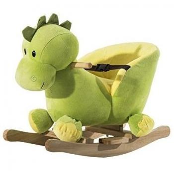 HOMCOM Caballito Balancin Dinosaurio de Peluche con Cinturon Niños +18 Meses Mecedora
