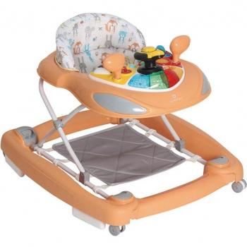 Andador Balancín Olmitos Animals Unisex 2 en 1 Coral con Bandeja Didáctica Musical y Juegos