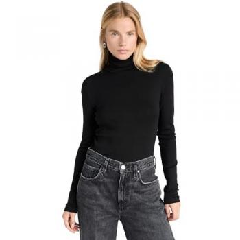 Splendid 1x1 Turtleneck Top - Black - Size: Medium