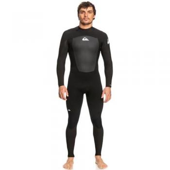 Quiksilver Prologue 3/2 Back Zip GBS Neopreno negro, traje de neopreno de manga larga con cremallera en la espalda, grosor de 3 mm, diseño GBS (costuras pegadas y sell