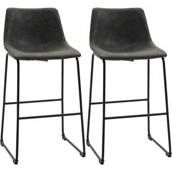 Pack de 2 Taburetes Altos de Cocina con Respaldo Gris Oscuro 99x47x54 cm