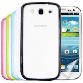kwmobile 6en1:5x Funda de TPU silicona chic y sencilla para el Samsung Galaxy S3 i9300 / S3 Neo i9301 con superficie posterior transparente y marco en negro, blanco, azul, verde, rosa fucsia + Lámina, transparente