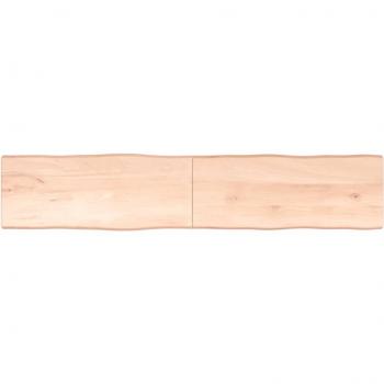 Tablero de mesa de madera maciza de roble sin tratar con bordes naturales, dimensiones 200x40x(2-4) cm, color marrón