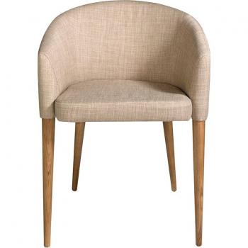 Silla comedor tapizada tela Angel Cerda 4007C, Nogal | Beige, Tela, 59 x 56 x 78 cm