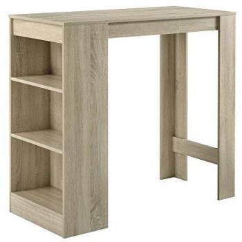 Mesa de Bar Kouvola 110 x 50 x 103 cm con 3 Estantes y Efecto Roble