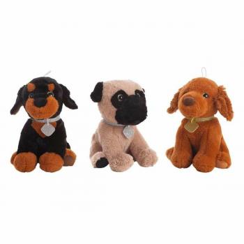 Perro de Peluche 32 cm Negro Beige Marrón Poliéster Acrílico