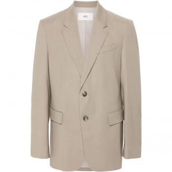 Ami Paris Men's Light Taupe Single-Breasted Blazer in Beige | Size 50 | HBV007VI0007