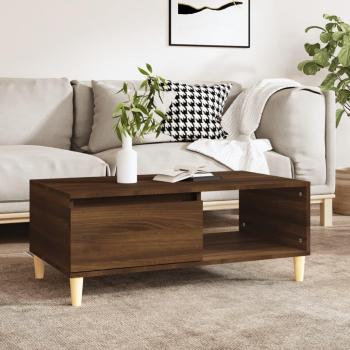 Mesa de comedor de madera contrachapada marrón roble 90x50x36,5 cm en multicapa
