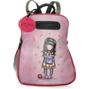 Gorjuss Mochila Casual For My Love Rosa/Morado de 31 cm x 38 cm x 15 cm en Piel Sintética con Asa de Mano Extensible