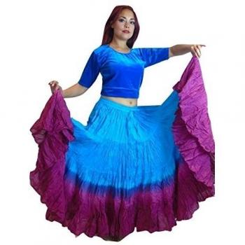 Sombreadas 25 yarda yardas Tribal Belly Dancing Gypsy algodón falda de la danza ATS