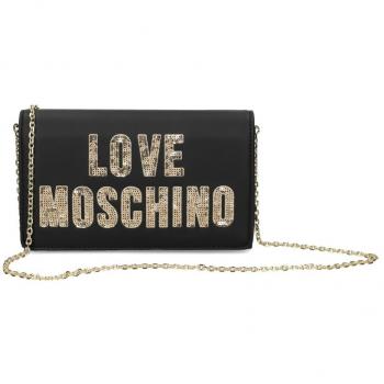 Love Moschino - Bolso de mujer negro con detalles en oro (Talla única)