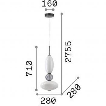 Lámpara Colgante LED Lumiere-1, Cristal Opalino/Gris, Metal Negro, 27W, 3000K, 3050Lm