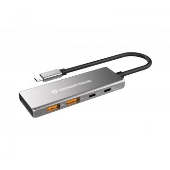 Conceptronic - HUBBIES15G Hub de Interfaz USB 3.2 Gen 2 Type-C 10000 Mbit/s en Color Gris