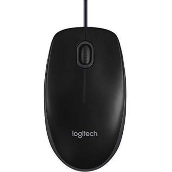Logitech B100 Ratón con Cable, 3 Botones, Seguimiento Óptico, Ambidiestro, PC/Mac/Portátil/Chromebook - Negro