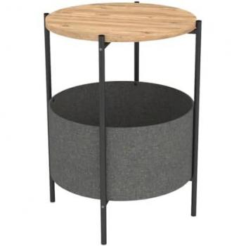 Mesa Auxiliar Redonda Venprodin Metal Safir 60x43 cm Negro Gris Roble Madera MDP