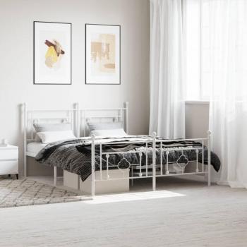 Cama de metal blanco con cabecero y estribo 160x200 cm