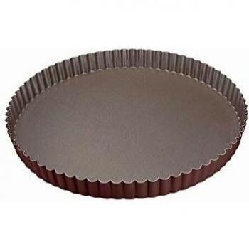 Molde para tarta redondo antiadherente de 20 cm con fondo fijo y borde canelado - Gobel