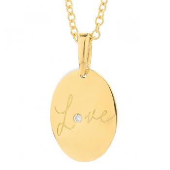 Collar Mujer Plata de Ley 925 Bañado Oro 18 K Love Coffee con Diamante natural