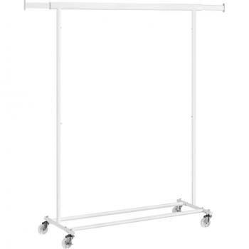 Perchero extensible con ruedas para ropa pesada, fácil montaje, portabilidad superior, sostiene hasta 90 kg - Burro Ropa con Ruedas Portátil Blanco Clásico