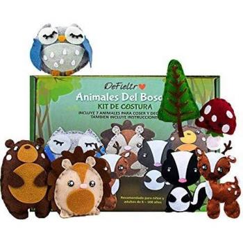 DeFieltro Animales del Bosque - Kit de Costura Infantil para Niñas y Niños - Manualidad Sewing Kit para Aprender A Coser