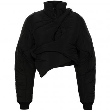 Ottolinger Women's Asymmetric Cropped Down Jacket in Black | Size Medium | 109060