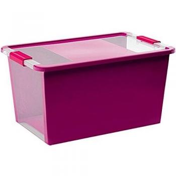 Kis 8454000 0129 01 Bi Box - Caja de Almacenamiento Plastico Morado/ Transparente, 40 L