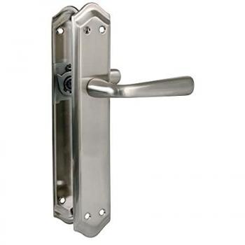 Manilla OMEGAP-256X48 Latón Cromo Mate Amig - Juego de 2 Manillas de Placa Plateadas de Latón con Acabado Cromado Mate para Puertas de Paso de Interior - 256 x