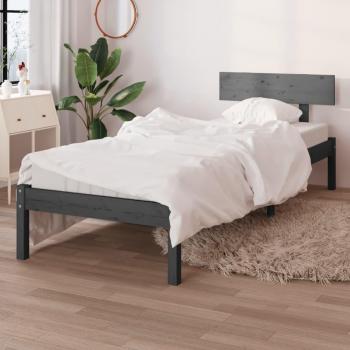 Cama de madera maciza de pino gris redonda 100x200 cm