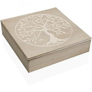 Caja Decorativa Versa Árbol Madera 24 x 6 x 24 cm