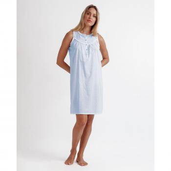 Camisón de mujer sin mangas de tela plumetti corto Admas Classic Plumetti blanco