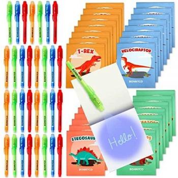 BONNYCO Bolígrafo Tinta Invisible y Libreta Dinosaurios Pack x32 Detalles Cumpleaños Niños, Regalos Cumpleaños Niños Colegio, Piñatas de Cumpleaños | Regalos Fiesta Cumpleaños Infantil