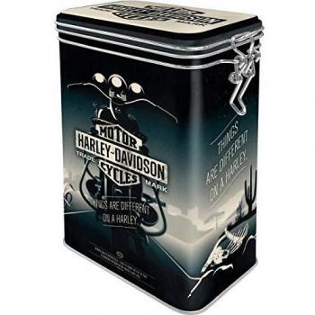 Nostalgic-Art Caja de café Retro Harley-Davidson – Different – Idea de Regalo para Amantes as Motos, Lata con Tapa aromática, Diseño Vintage, 1,3 l