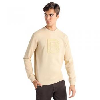 Sudadera Beige para Hombre Bendorff sin Capucha, Cuello Caja y Logo Bordado en Relieve - Casual de Algodón, Manga Larga 2024