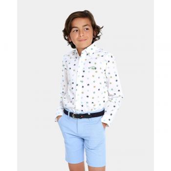 Camisa Spagnolo de niño popelín con estampado huellas multicolor