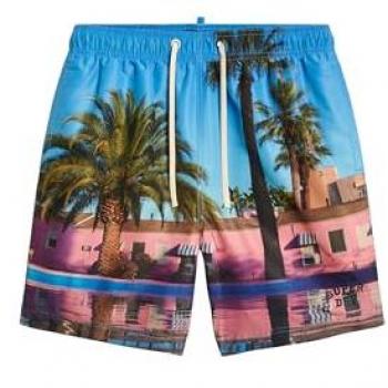 Superdry Men's 17 Inch Photographic Swim Shorts - Sustainable Recycled Polyester - Blue/Green/Pink - Size M