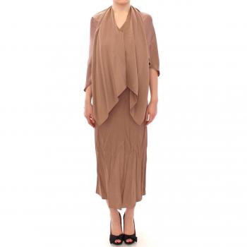 Lamberto Petri Brown Draped Silk Sheath Shift Cocktail Dress - IT44|L