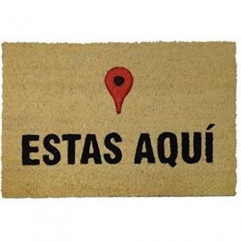 KOKO DOORMATS Felpudo Entrada casa Original, Fibra de Coco y PVC, Felpudo Exterior ESTÁS AQUÍ, 40x60x1.5 cm | Alfombra Puerta Entrada casa Exterior | Felpudos Divertidos para Puerta