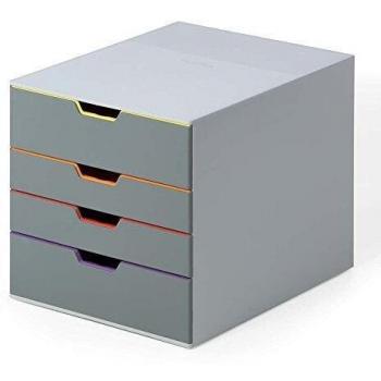 Durable 760427 Cajonera VARICOLOR® 4, dotada de 4 compartimentos, con etiquetas para marcar, multicolor