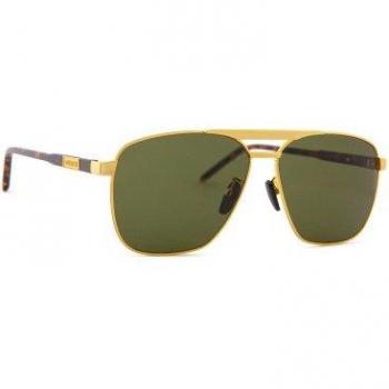 Gucci GG1164S 004 58 Gold Green Sunglasses, Male, Multicolor, Size: 58 MM