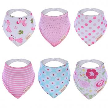 Hosee Baberos tipo bandana, de algodón, para bebés rosa girls design