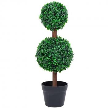 vidaXL Artificial Boxwood Plant with Pot Ball Shaped Green 60 cm