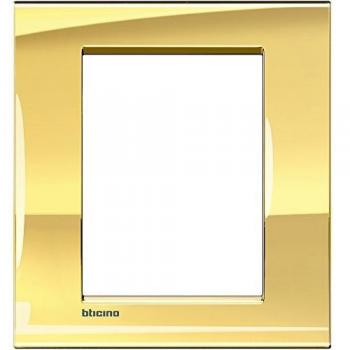 Placa embellecedora 3+3 módulos Livinglight BTICINO LNA4826OA Oro frío.