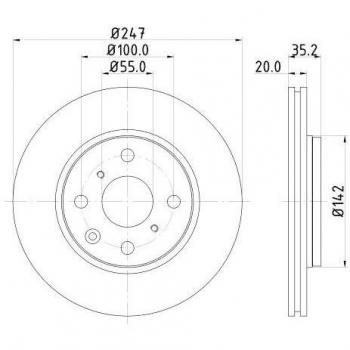 Disco de freno HELLA 8DD 355 112-311, recubierto, ventilado exteriormente, diámetro 247mm, grosor 20mm, compatible con CITROEN / PEUGEOT / TOYOTA