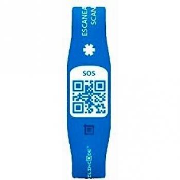 Silincode SOS Pulsera QR color Azul Tamaño S / 165 mm