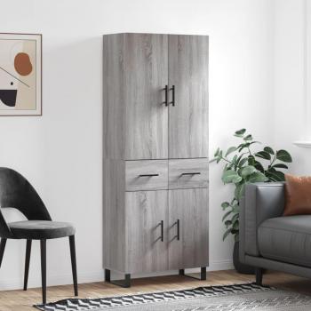 Aparador alto de madera contrachapada gris sonoma 69,5x34x180 cm